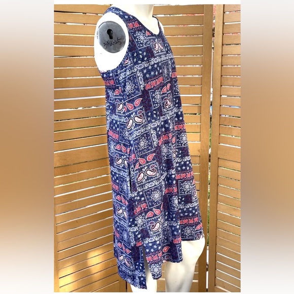 Secret Treasures Sleepwear Dress Paisley Soft Sleeveless Scoop-Neck Pockets - Picture 2 of 10